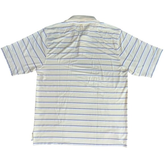 Footjoy FJ Mens Golf Polo Shirt Size Medium Yellow Stripe Short Sleeve Stretch - Picture 2 of 13